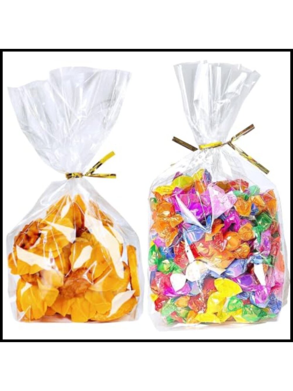 50 Pack Clear Cellophane Treat Bags 6x9 Inch Goodie Bags with Twist Ties